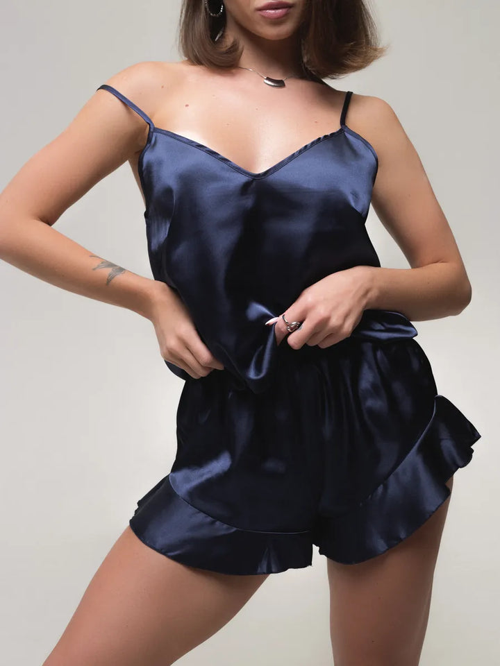 Short Doll Azul Escuro Liso