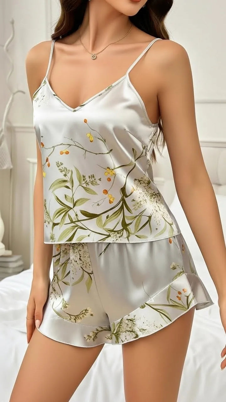 Short Doll Prata Floral Marinho