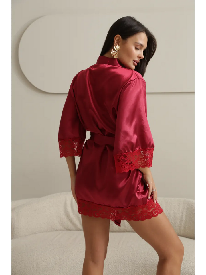 Robe Rendado Curto de Cetim Lumière - Vermelho