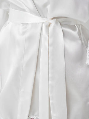 Robe kimono rendado Branco em cetim 