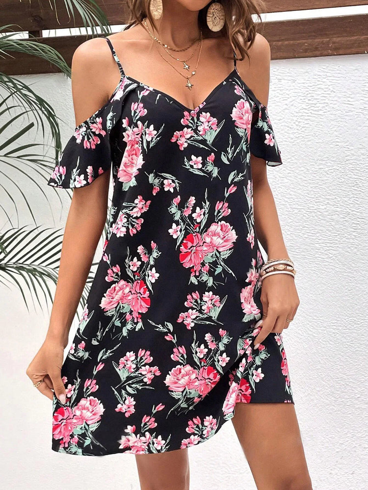 Spring and summer new printed strapless sexy dress