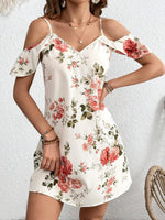 Spring and summer new printed strapless sexy dress