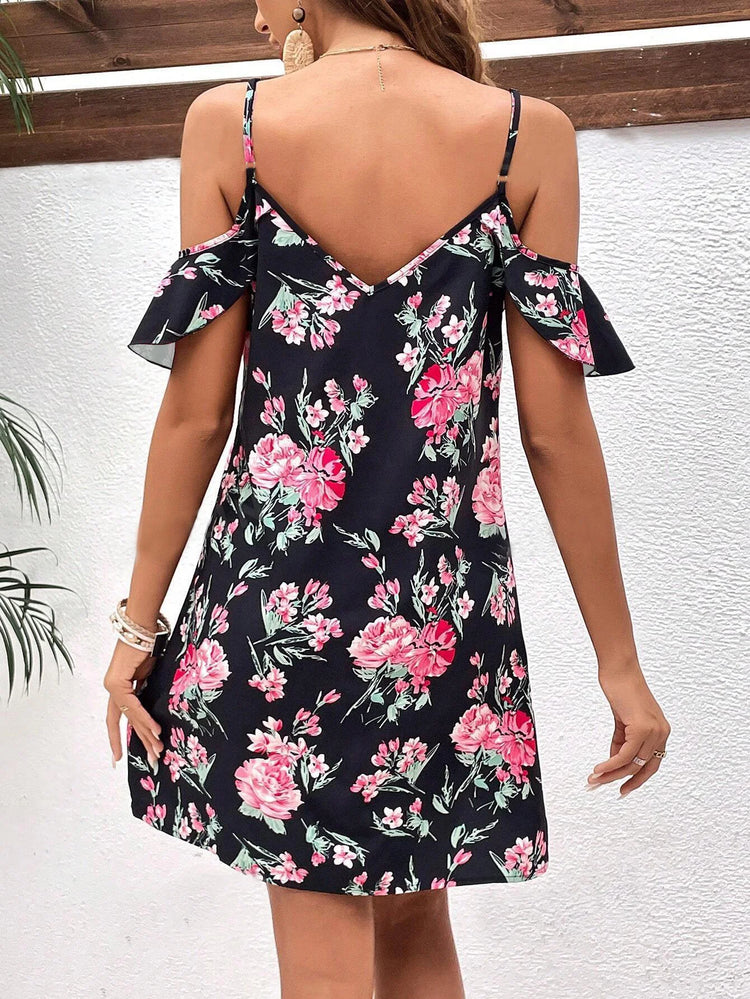 Spring and summer new printed strapless sexy dress