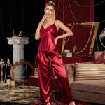 Women's Pajama Set Lace Trim Camisole with Pants High Quality Soft Comfortable Sleepwear