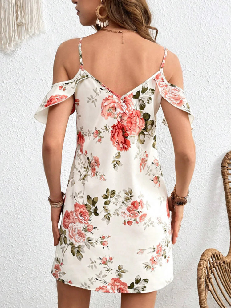Spring and summer new printed strapless sexy dress