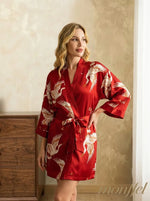 Robe Vermelho Garças de Cetim