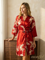 Robe Vermelho Garças de Cetim