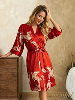 Robe Vermelho Garças de Cetim