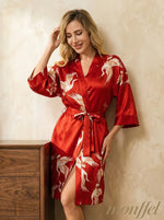 Robe Vermelho Garças de Cetim