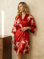 Robe Vermelho Garças de Cetim