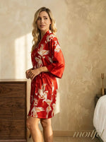 Robe Vermelho Garças de Cetim