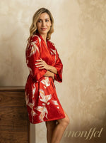 Robe Vermelho Garças de Cetim