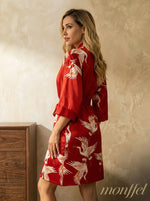 Robe Vermelho Garças de Cetim