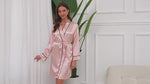Robe Kimono Curto de Cetim com Listras