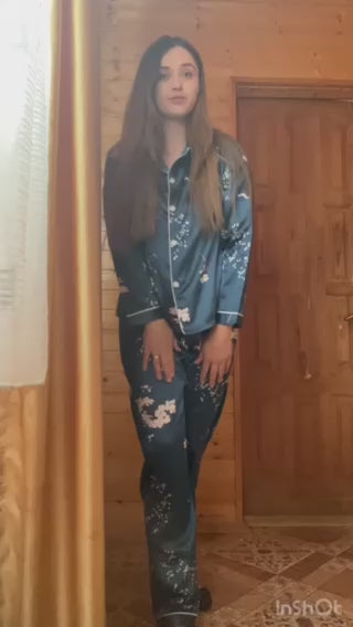 Pijama Terno Feminino Azul Floral Monffel